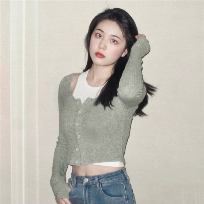 工厂销春装假两h件正肩针织衫女春秋春季修身紧身内搭打底衫高腰
