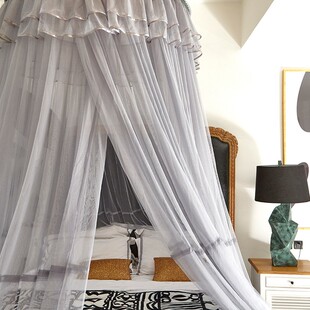 吊顶式 圆顶纹账床幔1.5i. 蚊帐1.h8m床双人家用加密加厚公主风欧式