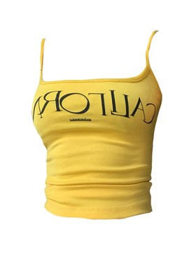 大尺码胖mm美式辣妹黄色抹胸小吊带背心女夏季外穿内搭无Z袖短款