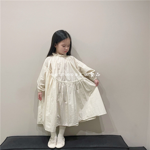 木西童品2023春韩国女s童洋气森系连衣裙女宝宝可爱复古两面穿长