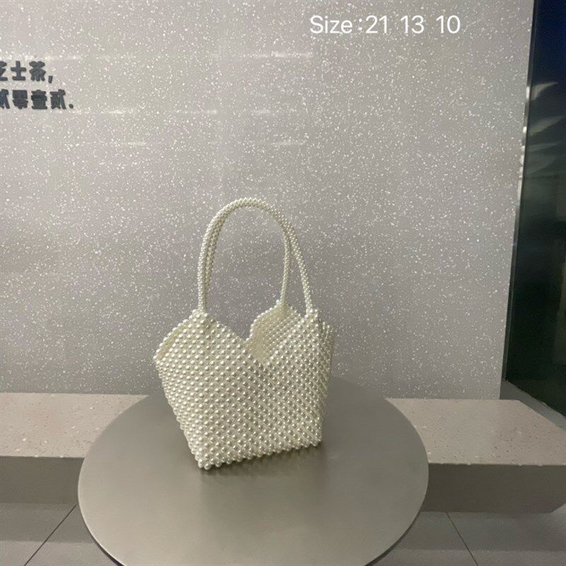包包女2025新款网红潮流时尚心形包珍珠编织串珠包女式手提单肩包