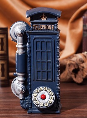 欧式复古老式做旧电话机模型摆件 橱窗陈列摄影道具创意树脂摆件
