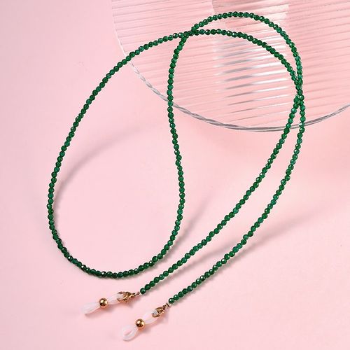 手工串珠尖晶石眼镜链水晶时尚复古口罩绳L祖母绿墨镜男女挂脖链