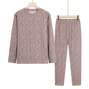 老人太太衣服 德绒保暖内衣两件套装 中老年妈妈秋冬秋衣秋裤 奶奶装