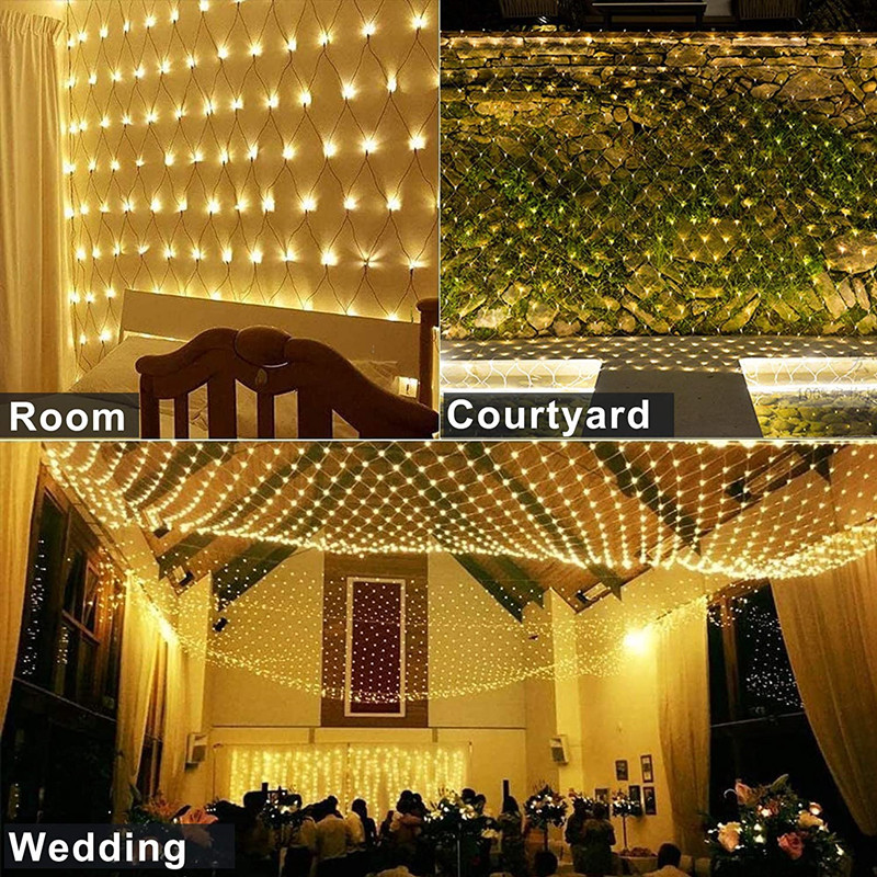 速发1.5X1.5M 2x2M 3x2M 6x4M LED Net Mesh Fairy String Light