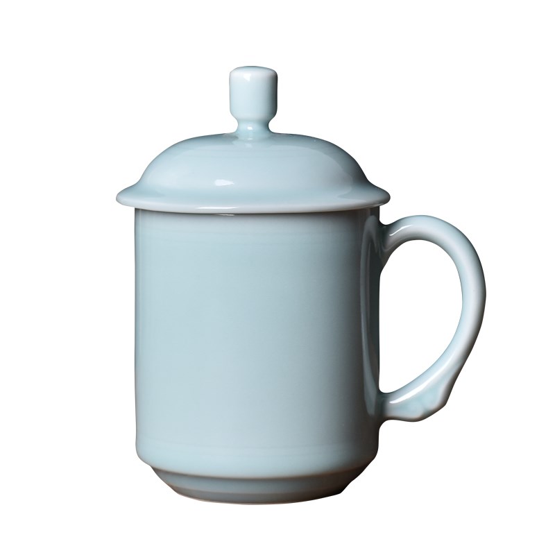 青瓷家用茶具礼品男女订做泡茶杯陶瓷带盖大号水杯个人会议杯