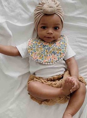 2Pcs/Set Baby Pacifier Clip Chain Baby Cotton Linen Bib Set