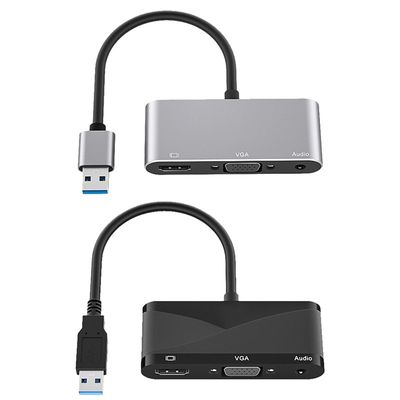 速发USB 3.0 HUB to VGA HDTV 3.5 Audio Jack Adapter Dock 3in1