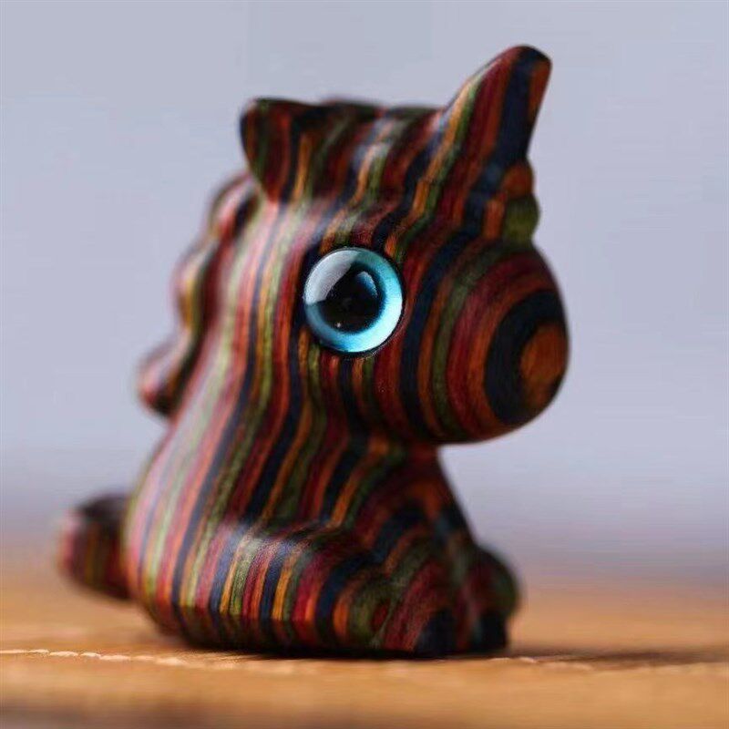 速发彩虹木桉树独角兽桌面摆件可爱萌物小礼品绿檀黑檀工艺礼品摆