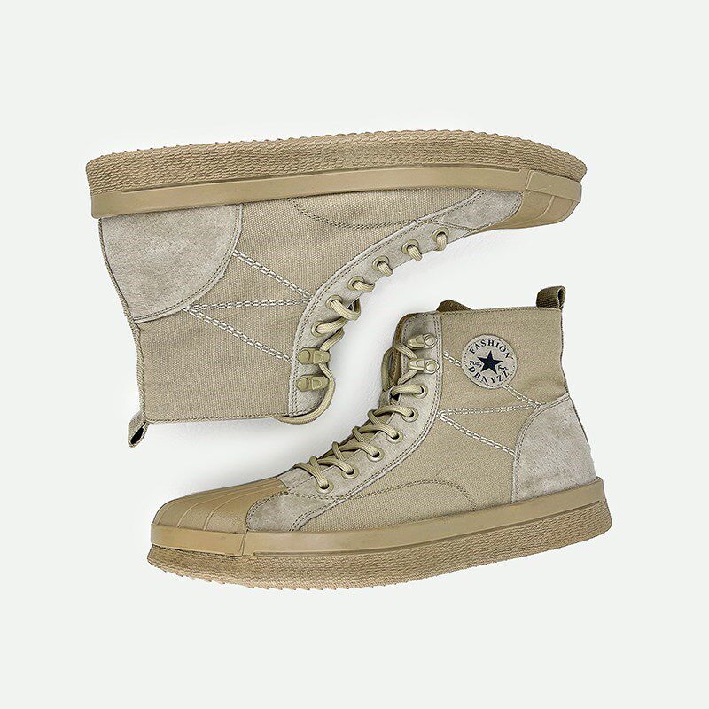 帆布高帮马丁靴男夏季2023透气百搭耐磨系带工装鞋休闲轻便布鞋男