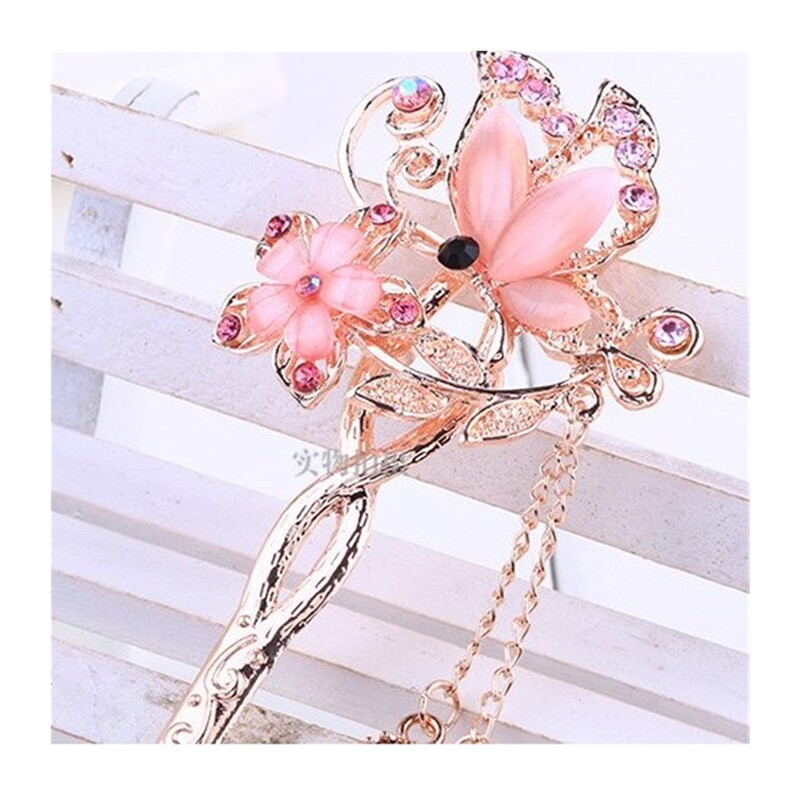 现货速发女儿童白蛇缘起发张叉女发簪子古风珠钗叉儿童发插张孔雀