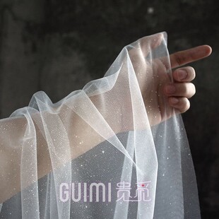 闪光头纱新娘主婚纱长款拖尾婚礼结D婚头饰无遮面单层简约细闪头