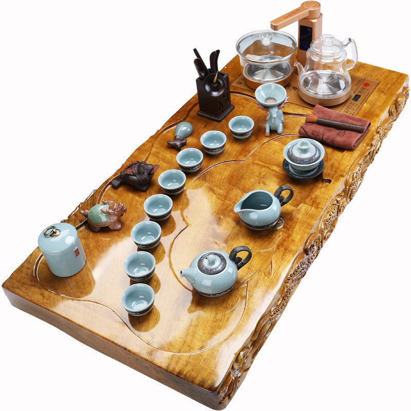 茶盘实木陶瓷功夫茶具套装办公室用全自动一体天然金丝楠茶海茶台,餐饮具,茶盘,淘宝优惠券,粉丝福利购,淘宝优惠卷