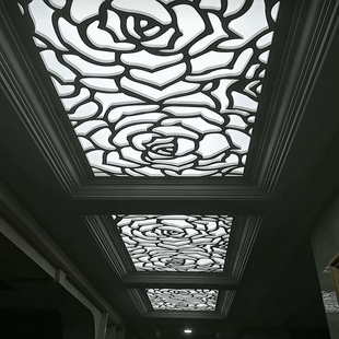 造型装 雕花板镂空吊顶pvcn隔断客厅过道走廊玄关通花格屏风中式