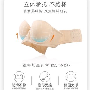 内衣70E女大胸大罩杯F聚拢可拆卸无肩带薄款上托防下垂乳文胸