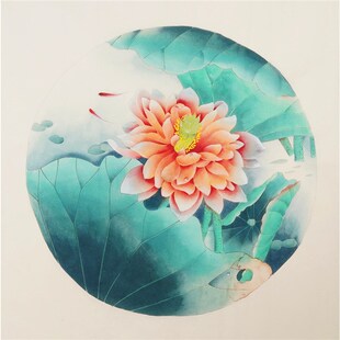 纯手绘工笔花鸟画小品团扇装饰画芯小尺寸手工客厅字画无款不落款