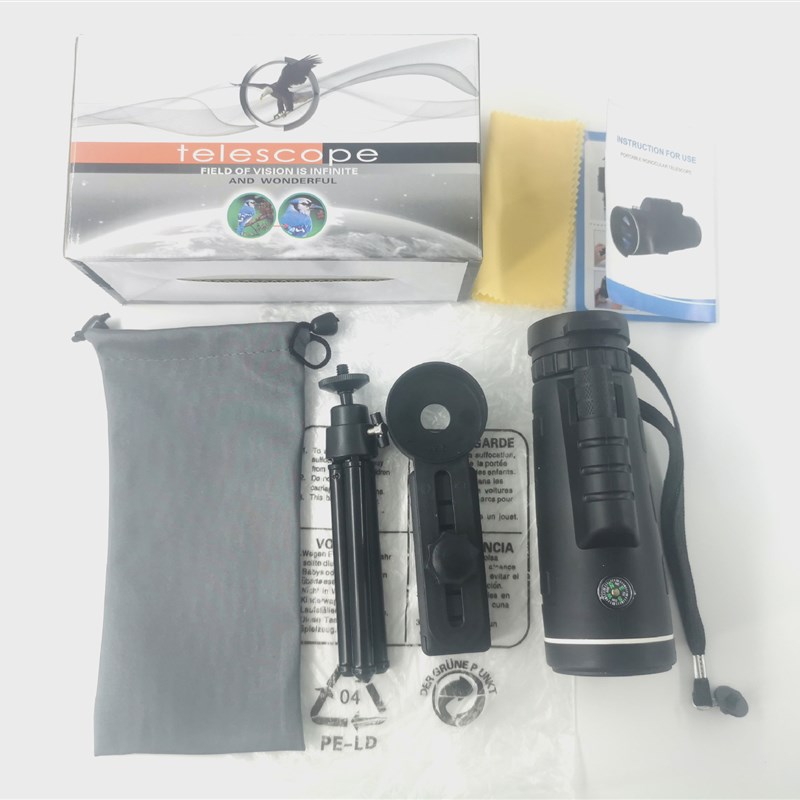 现货800x60指南针单筒望远镜高倍夜视户外厂家手机拍照望眼镜