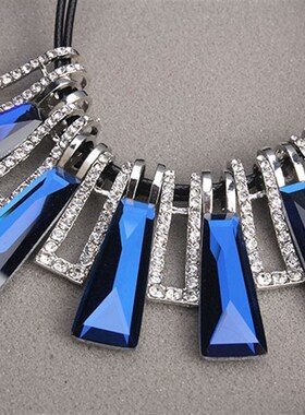 韩版短款水晶项链女时尚百搭短A款锁骨链毛衣链气质优雅配饰挂件