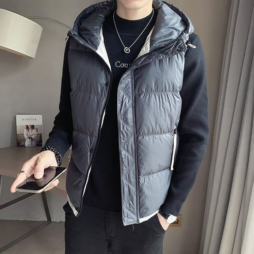 羽绒马夹男士潮牌印花轻薄马甲秋冬季羽绒服背心保暖外穿休闲坎肩