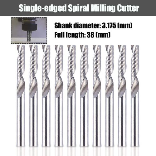 现货10pcs 1/8 CNC Bits Sinvgle Flute Spiral Router Carbide E