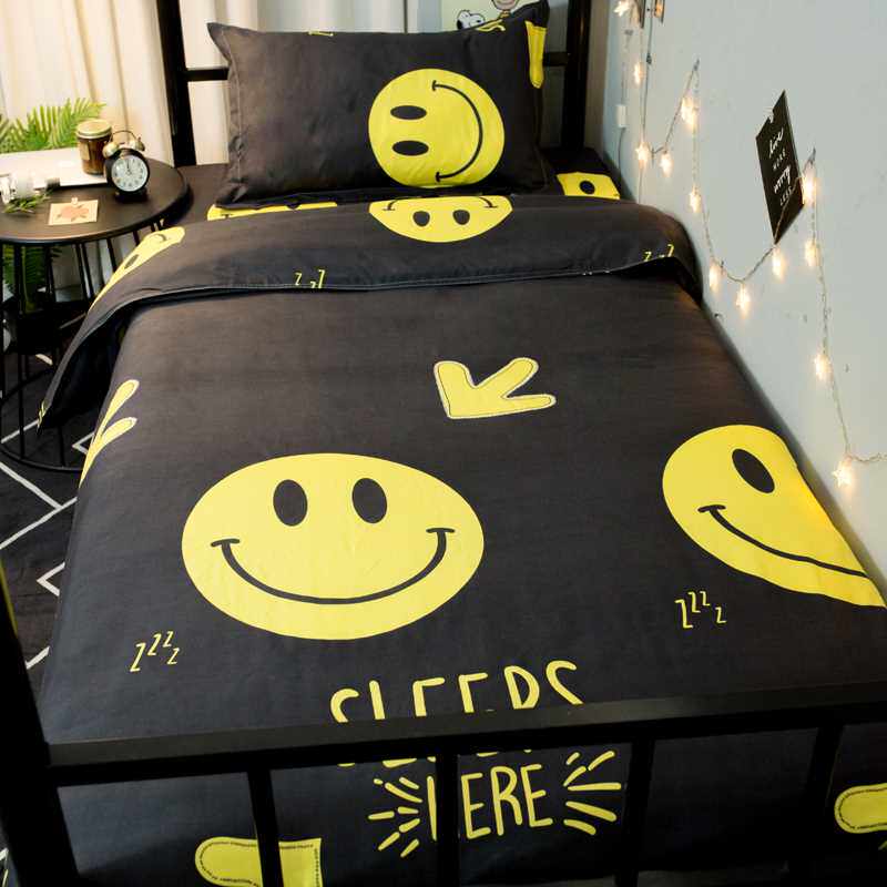 新品简约风卡g通床上三件套网红款床单学生宿舍 被套男女单人床3