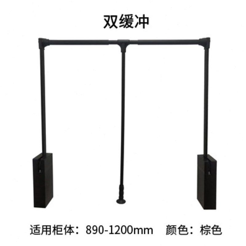 简易衣柜内衣橱升降下拉式挂衣架高柜F衣帽间双缓冲衣橱挂衣杆黑