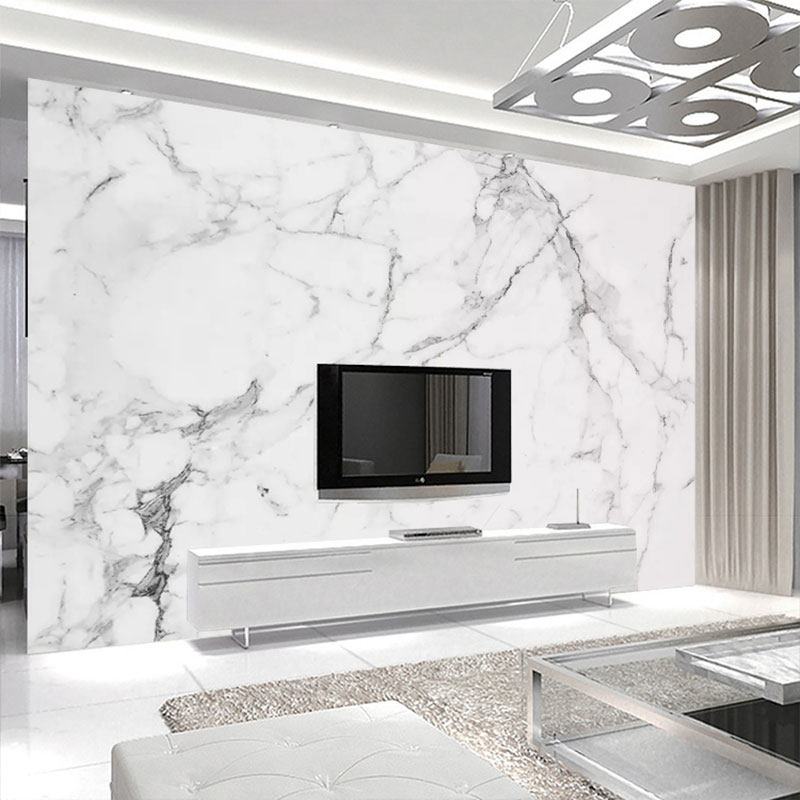 2023简约爵士白仿大理石纹墙布电视背景墙壁布微晶石客厅装饰壁画