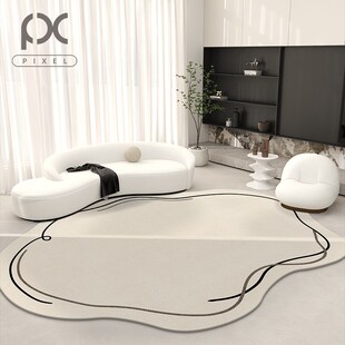 镇平地毯法式奶油风不规则卧室床边镜前毯2024新款轻奢高级免打理