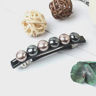 新款韩版仿珍珠一字夹弹簧夹发夹边夹夹子头饰女发卡时尚顶夹百搭