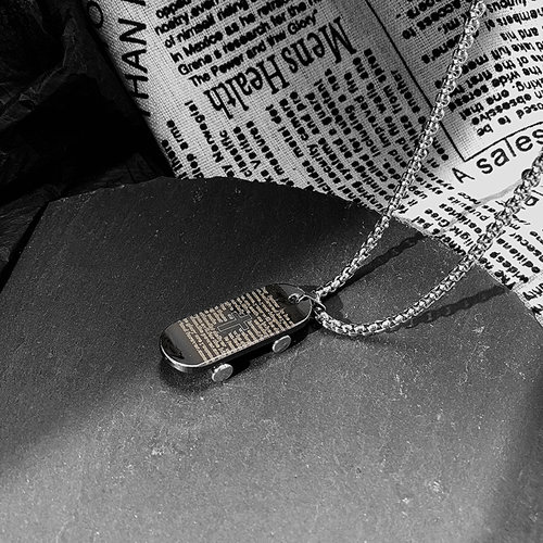 新品钛钢嘻哈insk滑板带轮项链女hiphop欧美蹦迪毛衣链百搭长款配