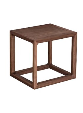 新中式实木方凳黑胡桃木小茶凳换鞋凳矮凳茶几简约家用皮凳