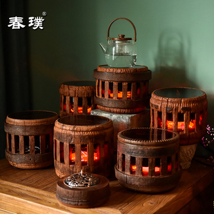 其他 other 100煮茶器茶炉d电磁炉茶具实木车轴中式 复古电陶炉静