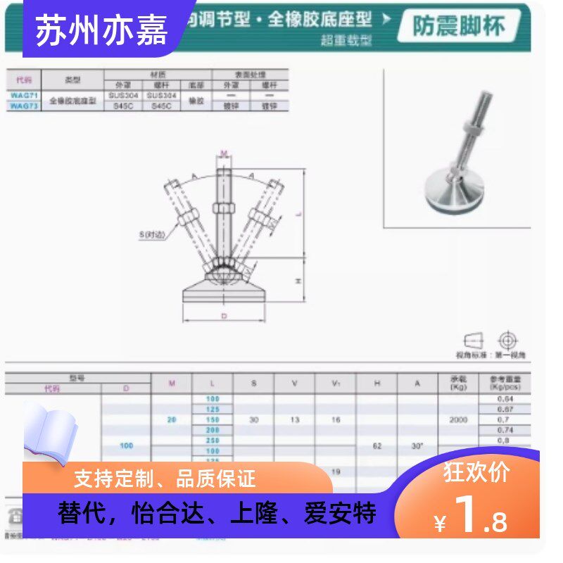FJFN FJFNS10 12 16-75 100 125 130 150 180脚轮调整块 重载脚杯