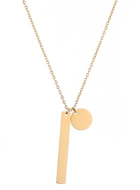 跨境几何吊坠链撘拼组合不p锈钢镀金链Stainless steel neckl