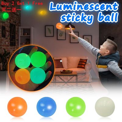 推荐4pc Stick Wall Ball Glowing Globbles Fidget Toy Squash X