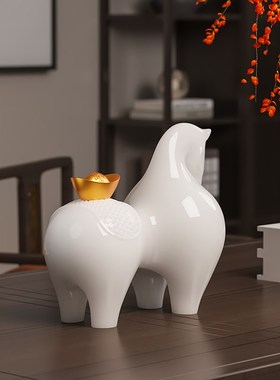 国风马上有钱桌面摆件新中式酒柜博古架乔迁客厅送领导办公室礼品