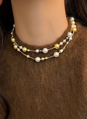 长款珍珠高档项链叠戴2024新款爆款高端秋冬毛衣链女配旗袍配裙子