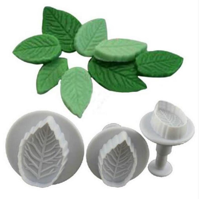 速发Cake Rose Leaf Plunger 3Pcs Fondant Decorating Sugar Cra