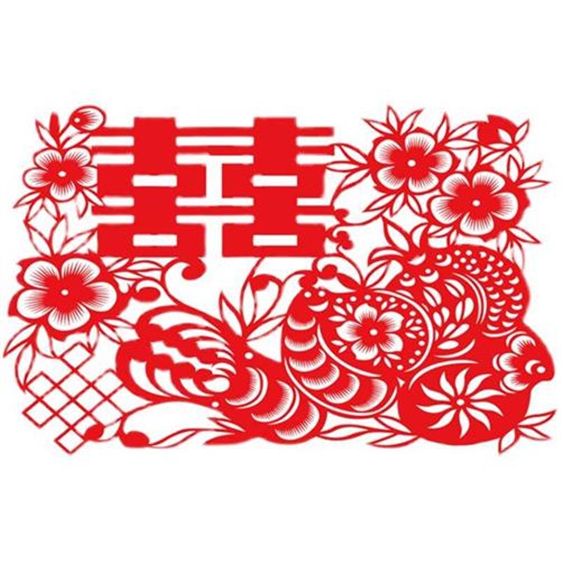 结婚用品绒布喜字窗花贴纸横图传统婚房装饰布置剪纸镂空立体喜字