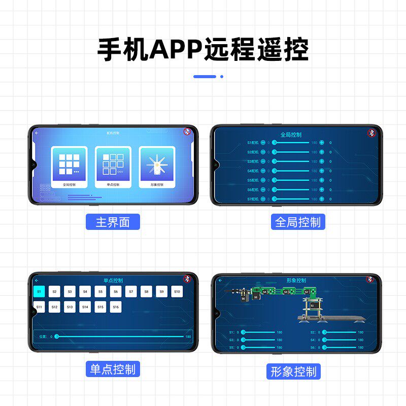 16路舵机驱动板 机械手臂控制器机器人开发树莓派串口蓝牙无线APP