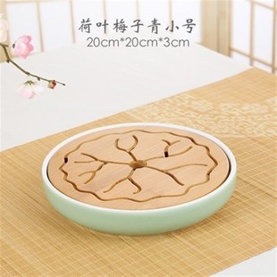 竹制托盘功夫茶具圆形陶瓷茶盘储水大小号新品 家用日式 干泡台茶道