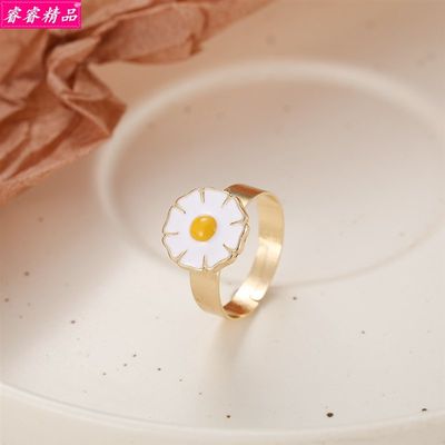 推荐Alloy adjustable tail ring lovely Flower joint rings fem