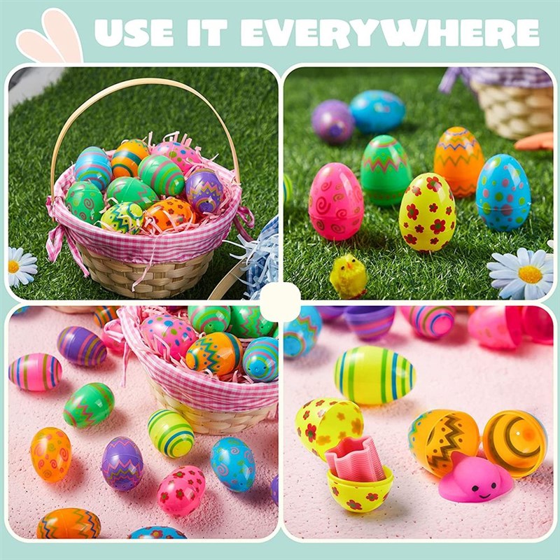 极速36PCS Printed Empty Stuffers Fillable Easter Eggs Plasti