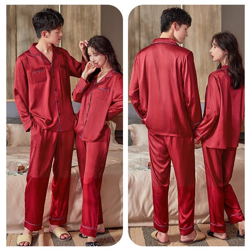 情侣睡衣男女士春秋季冰丝新款长袖结婚红色本命年家居服大码套装,女士内衣/男士内衣/家居服,睡衣/家居服套装,淘宝优惠券,粉丝福利购,淘宝优惠卷