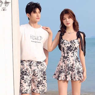 情侣款 男泡温泉泳装 套装 游泳衣泳裤 女海滩沙滩裤 情侣泳衣2024新款