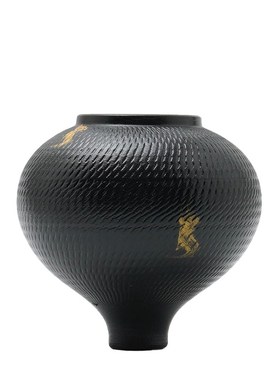 新中式黑色花瓶小摆件客厅陶瓷插花花器样板间酒店展示柜软装瓷器