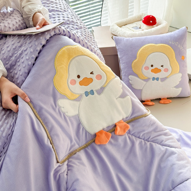 加厚加绒豆豆绒卡通布贴绣多功能抱枕被子两用沙发汽车载床上午睡,居家布艺,抱枕被,淘宝优惠券,粉丝福利购,淘宝优惠卷