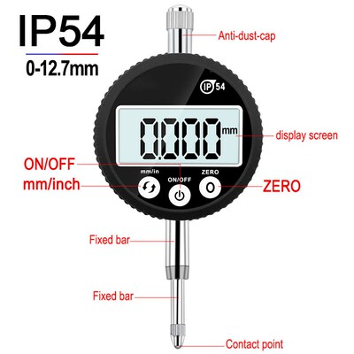 IP54 waterproof digital indicator 0-12.7mm 0.001mm 0.00005 