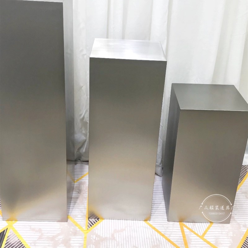 橱窗展示台银色方形圆形服装架模特架地台不锈钢首饰柜金色流水台