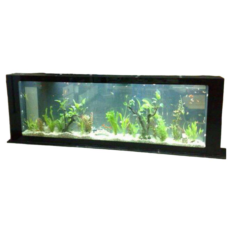 定制鱼缸柜面嵌入墙体屏风缸水族箱窄长超白玻璃缸溪流缸侧滤底滤